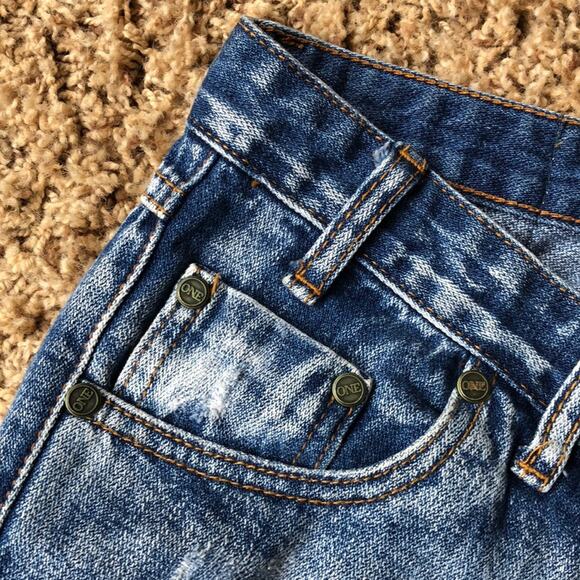 One Teaspoon Womens Medium Wash Distressed Ankle Trashed Free Birds in Cobain 25 - Picture 4 of 11